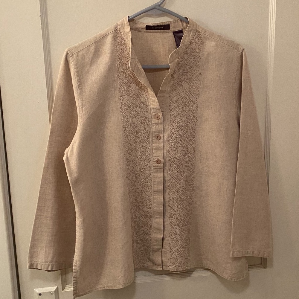 Liz Claiborne Linen Blouse, Size Large